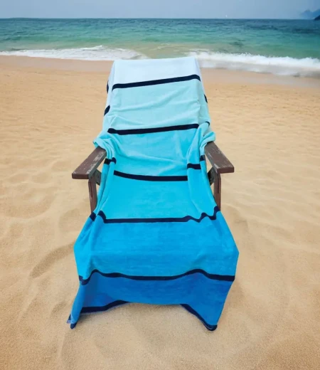 Črtasta velur brisača za plažo Turquoise Wave OLIMA