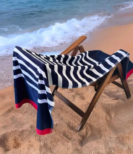 Črtasta velur brisača za plažo Sailor OLIMA