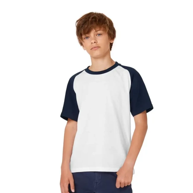 Otroška majica z raglan rokavi v kontrastni barvi B&C Base-Ball /kids