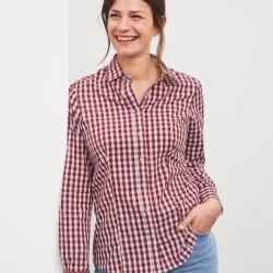 Poplin karirasta bluza z dolgimi rokavi Daiber JN 616