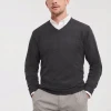 Pleteni pulover z V-izrezom Russell Athletic 710M