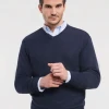 Pleteni pulover z V-izrezom Russell Athletic 710M