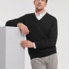 Pleteni pulover z V-izrezom Russell Athletic 710M