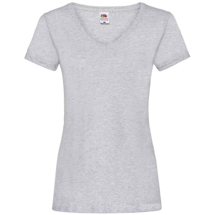 16.1398 - F.O.L.  Lady-Fit Valueweight V-Neck T heather grey 610