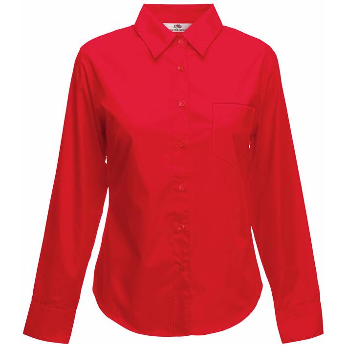 16.5012 F.O.L. - Lady-Fit Poplin Shirt LSL red .004